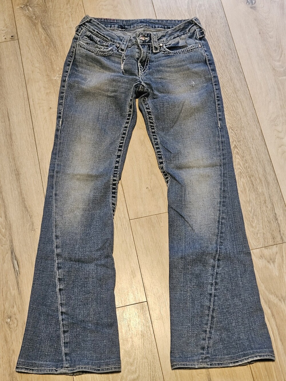 True Religion Disco Joey Big T Low Rise Jeans Flap Pockets 28x30.5 (READ)